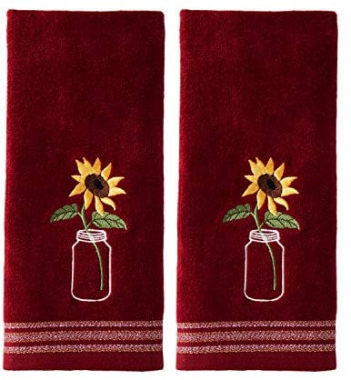 SKL Home by Saturday Knight Ltd. Handtuch-Set, Sonnenblume im Glas, Weinrot, 2-teilig