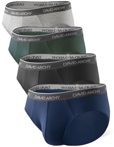 DAVID ARCHY Men's Underwear Bamboo Briefs Super Soft Comfort Lightweight Pouch Briefs 4 Pack