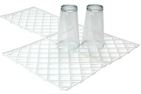 We Can Source It Ltd - Interlocking Glass Mats - 8 x 12 White Plastic Pub Bar Shelf Liner Matting for Glasses - Set of 20 Bar Mats