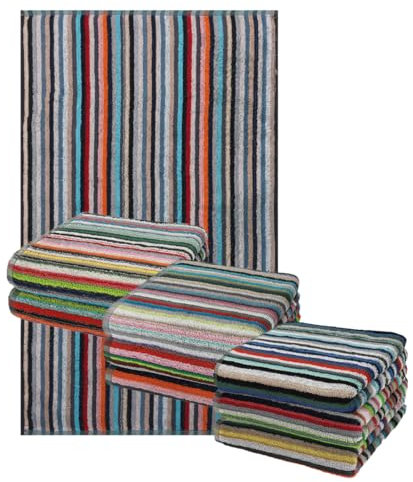 Betz 9er Set Küchentücher Geschirrtuch Handtuch 100% Baumwolle HELGOLAND Größe 50 x 90 cm Grubentuch Küchentuch Allzwecktuch Streifen bunt