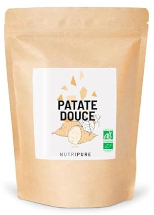 Nutripure | Farine de Patate Douce BIO & Vegan | 100% Naturelle | En Poudre | Alternative sans Gluten & OGM | Basifiant | Indice Glycémique Bas | Idéale au petit déjeuner & en Pâtisserie | 750 G