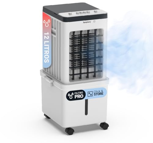 Climatizador Evaporativo Symphony Ventus 12L 65W – Aire Fresco Natural con Bajo Consumo, Depósito 12L, Control Mecánico, Enfriador de Aire Portátil para Dormitorio, Oficina y Hogar