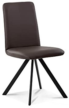 moebel-eins Gloria Polsterstuhl, Gestell Eisen schwarz, mit Drehfunktion, Echtleder, braun