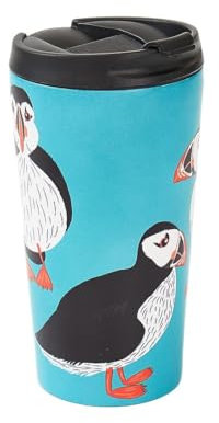 ECO CHIC Tasse à café thermique réutilisable | Tasse de voyage isotherme en acier inoxydable avec couvercle anti-fuite | Utilisable pour boissons chaudes et froides (Macareux Sarcelle)