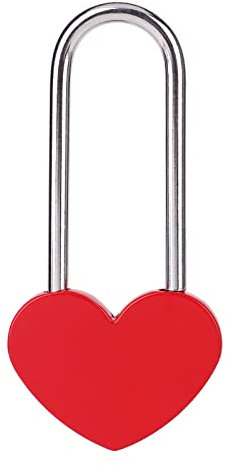 VeYocilk Lucchetto a forma di cuore da 8,9 cm, 50 mm, rosso, singolo cuore per innamorati, matrimoni, San Valentino, anniversari, viaggi, San Valentino (senza chiave)