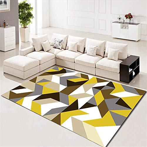 gelb Teppich Schlafzimmer Moderner minimalistischer kreativer geometrischer bequemer Wohnzimmerschlafzimmer-Laufmatteninnendekorationsteppich teppich schlafzimmer pastell Mädchenteppich80x160CM