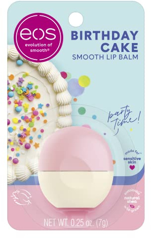 eos Natural Shea Lip Balm- Birthday Cake, All-Day Moisture Lip Care Products, 0.25 oz