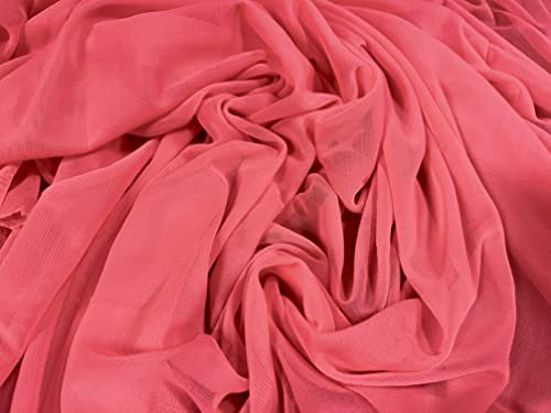 Tissu en jersey de mousseline de soie - Vendu au mètre - Uni - Rose fluo