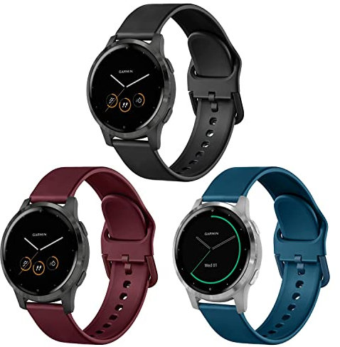Issinlky Armband für Garmin Vivoactive 4S/Venu 2S/Venu 3S/Vivomove 3S, 18 mm, Silikonarmband für Fossil Damen Gen 6/Fossil Damen Gen 5E/Fossil Damen Q Venture HR Gen 4/Gen 3