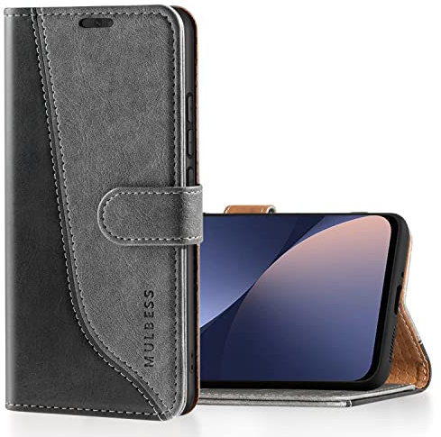 Mulbess für Xiaomi 12 / Xiaomi 12X 5G Hülle, Handyülle Leder mit Kartenfach, Klapphülle mit Magnetverschluss, Flip Case Etui Handytasche Schutzhülle, Stilvoll Grau
