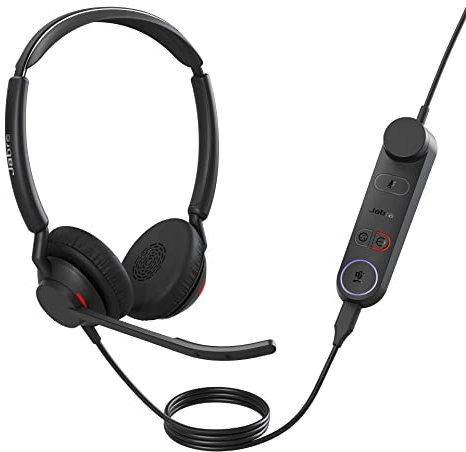 Jabra Engage 50 II schnurgebundenes Stereo-Headset mit Link Call Control, geräuschunterdrückender 3-Mic-Technologie und USB-C-Kabel - MS Teams-Zertifiziert, mit Allen Plattformen kompatibel - Schwarz