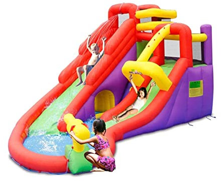 Decorsure Bounce House with Dual Slide, Inflatable Trampoline Jumping Bouncy Castle, Bouncer Jumper Indoor Playground for Kid, Heavy Duty Easy to Set Up