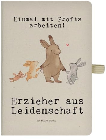 Mr. & Mrs. Panda DIN A5 Baumwoll Notizbuch Erzieher Leidenschaft - Geschenk, Schreibheft, Pädagoge, Notizen, Arbeitskollege, Tagebuch, Mitarbeiter,