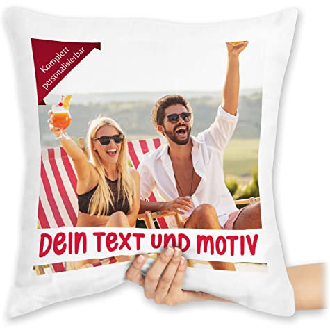 Kissen 40x40 Zierkissen - eigenem Bild - Eigenes Foto Geschenk I - 40 x 40 cm - Weiß - fotokissen selbst gestalten personalisiertes Photo kissen40x40cm photokissen personalisierte Bedrucken Cushion