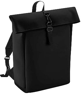 BagBase Matte PU Roll-Top Backpack Black 28 x 43 x 13 cm (BG335)