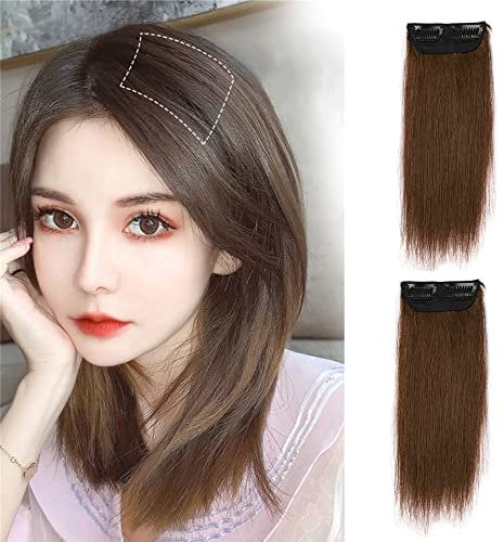2 Stück dicke Haarteile zum Anklipsen, synthetische unsichtbare nahtlose Haar-Pads, zusätzliches Haarvolumen Clip in einem Stück Haarverlängerung Haaraufsatz für dünner werdendes Haar Frauen