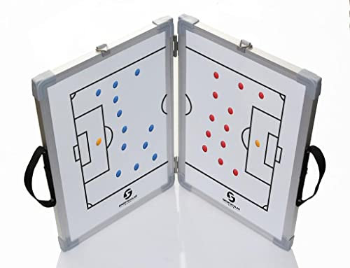 Sportacular Gear klappbare Taktiktafel Fußball BEIDSEITIG verwendbar inkl. Zubehör | Coachboard Professional | Stabiler Alu-Rahmen (60x45)