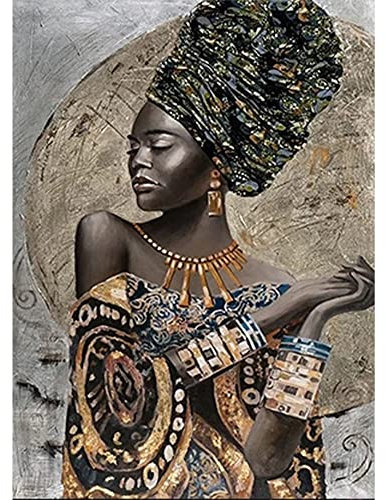 DCIDBEI 40x50CM 5D Diamant-Malerei Afrikanische Frau, DIY Dimond Painting Quadratisch Dame Wohnzimmer Schlafzimmer Baby Dekoration ||Basteln, Malen & Handarbeiten || Schwarze Schönheit