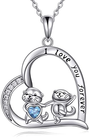 JERWLI Otter Halskette 925 Sterling Silber Otter Kette Anhänger Schmuck Geschenke für Frauen und Mädchen