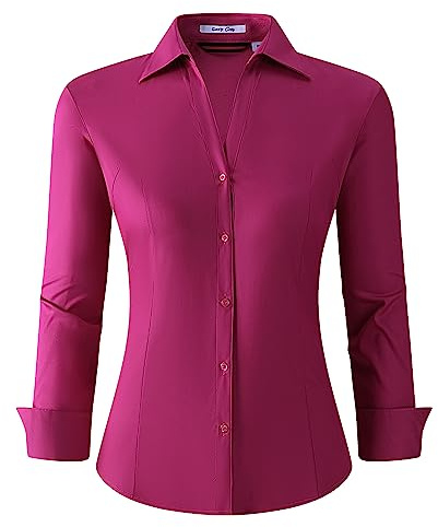 Alex Vando Camicia da Lavoro Elasticizzata A Maniche Lunghe da Donna con vestibilità Regolare