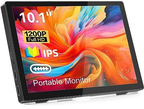 Akntzcs Portable Monitor 10.1 Inch Full HD 1920x1200 IPS Display, HDMI USB Type-C Small Monitor HDR Screen, Extermal Second Monitor for Laptop PC Xbox Ras Pi
