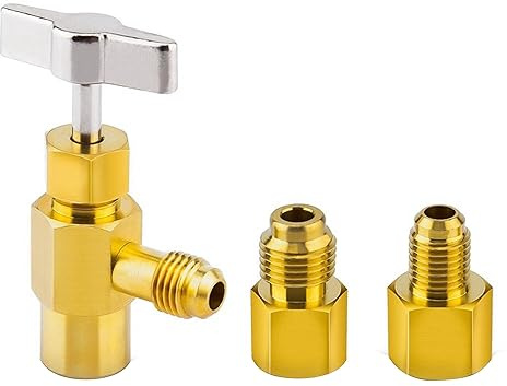 CLKE 3Pcs Robinet R134A, 1/2 Adaptateur Bouteille Clim, R134A Adapter | Vanne Bouteille pour R600A, 1/2 Acme Femelle vers 1/4 SAE Mâle, Adaptateur pour Bouteille Gaz Réfrigérant R134A