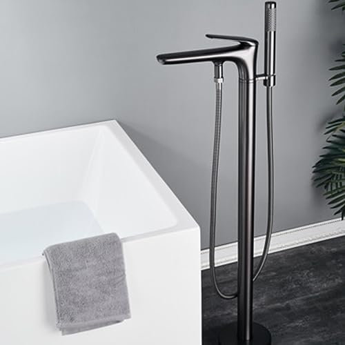 Mitigeur pour Baignoire ilot, 2 Modes Chaud Et Froid Mitigeur Baignoire Ilot Sur Pied, Laiton Robinet de Baignoire,gris