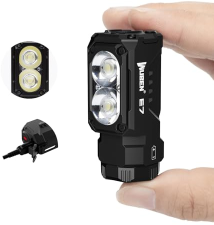 WUBEN E7 Wiederaufladbare Mini-Taschenlampe mit Magnet - Superhelle 1800 LM, 5 Modi EDC-Taschenlampe, Typ-C wiederaufladbare LED; IPX8 Taschenlampe für Stirnlampe, Rettung, Camping