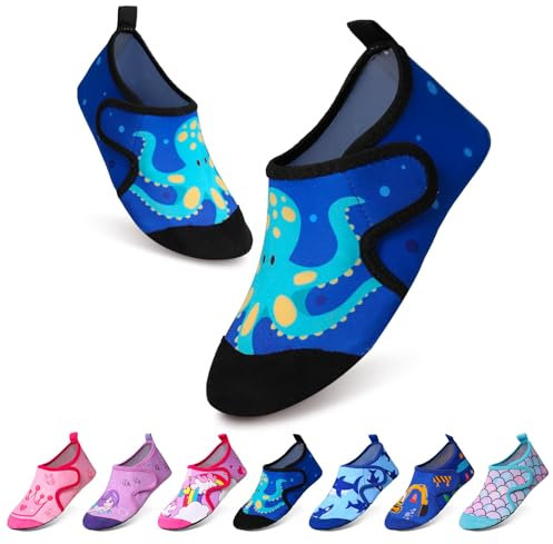 Tolaler Chaussures Aquatiques pour Enfants Filles Garçons, Chaussures de Plage pour Enfants à Semelle Epaisse Antidérapante Chaussure deau Enfant Séchage Rapide Plages Piscines Jardins