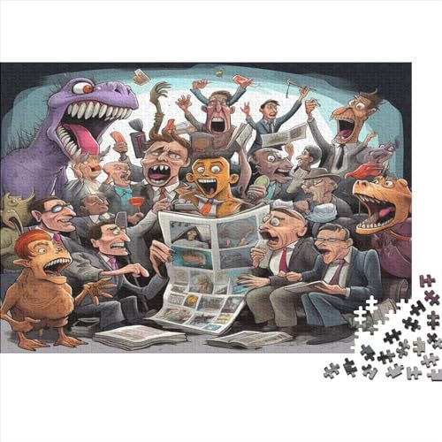 News Cartoon-Puzzle, 300 Teile für Erwachsene, Puzzles für Erwachsene, 300-teiliges Puzzle, Lernspiele, ungelöstes Puzzle, 300 Teile (40 x 28 cm)