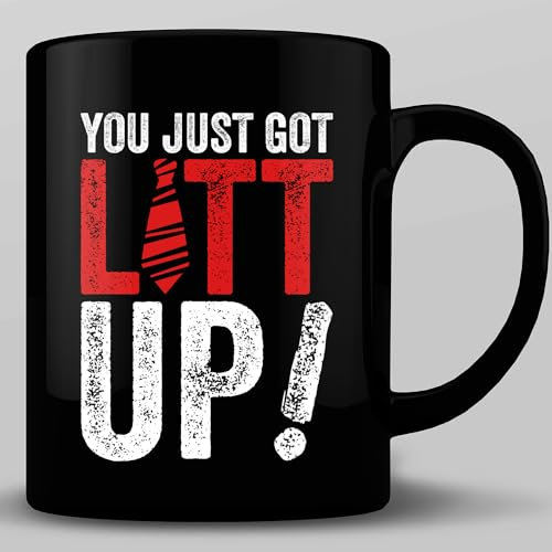 HOSALA 325 ml Kaffeetasse mit Aufschrift You Just Got Litt Up, lustige Kaffeetasse für Anwälte, Geschenk für Anwälte, Geschenk für Fans, glänzende Keramiktasse für Familie, Freunde, Kollegen
