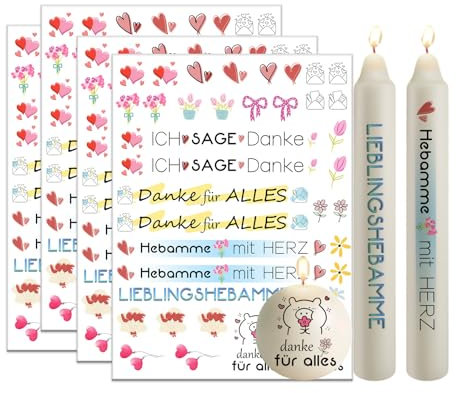 Bolosa 4 Stück Kerzentattoos Danke, Kerzen Folie Danke, Kerzen Tattoo Danke, Rub on Sticker Sprüche, Wasserschiebefolie Danke Kerzen Tattoos, 19x14cm Danke Kerzentattoos Erzieherin(Danke A)