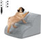 LIANTRAL Scaletta per Cani 2 Gradini, Scale per Cani in Spugna per Divano Letto, Scala Antiscivolo per Animali Domestici con Coperchio Rimovibile e rullo per la rimozione dei peli di animali, Grigio
