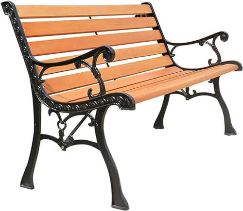 CAFIEDR Outdoor-Bank, Terrassenbank, Parkbank, Gesprächscouch im Freien, Sitzbank aus Gusseisen mit Rückenlehne und Armlehnen