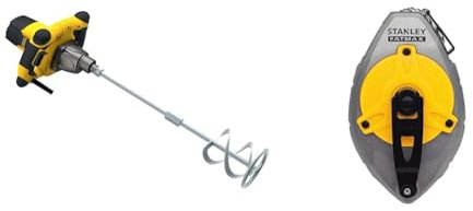 Stanley FATMAX Malaxeur 1600W à Vitesse Variable Double Poignée Avec Revêtement Grip & STANLEY 0-47-480 Cordeau Traceur Xtreme 30M Gamme FATMAX - Démultiplication 5X1 - Cordeau Polyester
