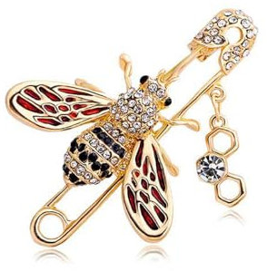 IMINI Broche En Nid d'Abeille En Strass Pour Femmes Et Filles, Abeille, Bourdon, En Émail, Insectes, Épingles à Revers, Accessoires De Robe, Cadeau De Noël, D'Anniversaire, De Vacances (Rouge)