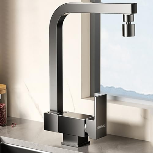 XJTNLB Robinet Cuisine Rabattable Sous Fenetre Gris Pistolet Mitigeur Cuisine en L Mitigeur Évier Une Seule Poignée Robinetterie Cuisine Pliable pour Fenêtre Avant-Double Mode