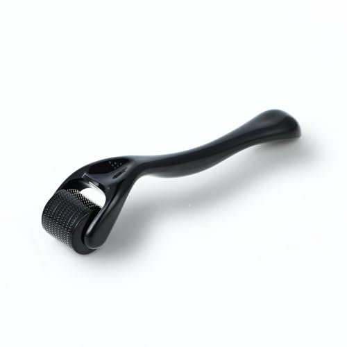 Dermaroller Cabello, Dermaroller Microagujas, Derma-Roller de 0,5 mm con 540 Microneedles de Acero Inoxidable, Adecuado para el Cuidado de la Piel, el Crecimiento del Cabello y la Barba (Negro)