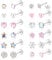 JeweBella 12/14Pairs Flat Back Earrings Stud Earrings for Women Girls Kids Surgical Steel Hypoallergenic Pearl Flower Heart CZ Cute Pink Earring Set Screw Back Sleeper Earring 20G