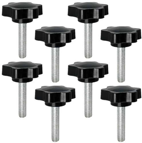 Star Handle Knob Grip Thumb Screw for Bracket, M8 x 40, 8 PCS | Head Knobs Nut Screws, Metric Male Thread, Knurled Clamping Knobs