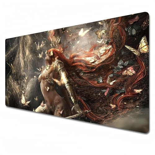 Odrys Elden Ring Mauspad, XL, Rot, Gaming-Anime-Mauspad, 800 x 300 cm, genähter Rand, Mauspad für Zuhause, Arbeit, Studium. (Malenia) (A08, XL)