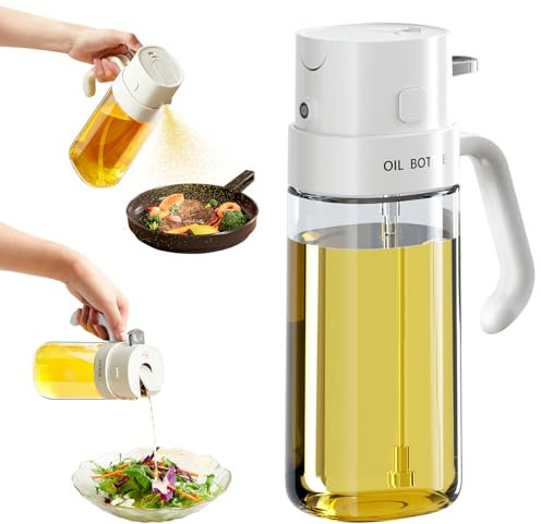 Olive Oil Dispenser Sprayer for Kitchen Cooking, 19oz/550ml Glass Dispenser Bottle for Kitchen, Food-grade Oil Mister for Air Fryer, Salad, Frying, BBQ