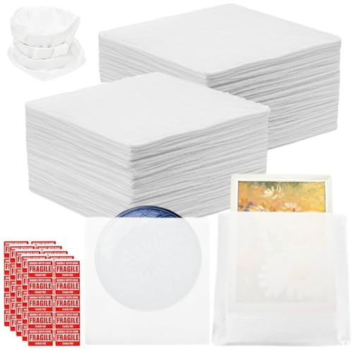 Tebery 100 Stück Schaumstoff Verpackungsbeuteln, 12‘'x12‘' Schaumstoffplatten zum Verpacken von Geschirr mit zerbrechlichem Etikett, Verpackungshüllen für Tassen, Gläser, Möbel