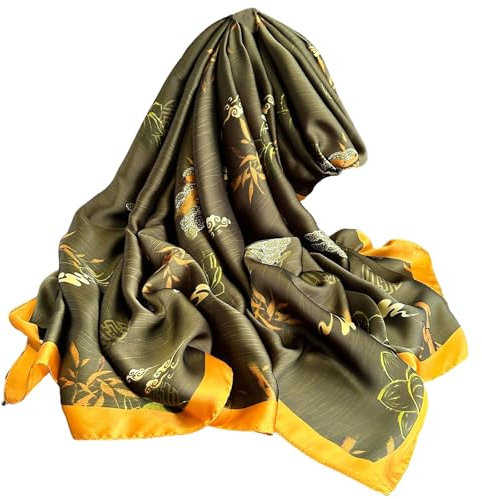 FAIRYGATE Tücher Damen Seidenschal XXL Blumen Schals Seidentuch Eleganter Stola für Abendkleid Hochzeit Leicht Seide Schal Halstuch 180 * 90cm Mode Tuch 43033