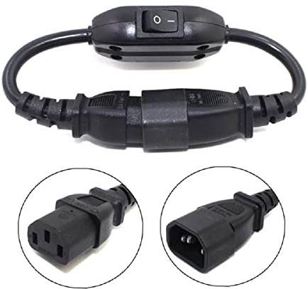 YCYUYUFUNS PDU USV-Stromkabel IEC 320 Rechteckiger Winkel C14 Stecker auf C13 Buchse Verlängerungskabel mit 10A EIN/Aus Schalter Netzkabel