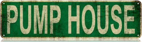 Vintage Tin Sign Pump House sign Retro Aluminum Metal Sign for Street Home Office Garden Decor 4x16 Inch