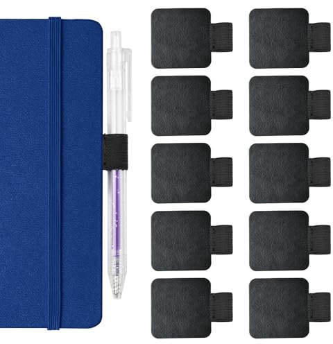 10 Pack Portapenne Autoadesivo Pen Loop per Diario, Portapenne Adesivo con Elastico, Penna Portapenne in Pelle Con Passante, Portapenne Autoadesivo per Tavoletta, Pen Holder per Notebook Calendario