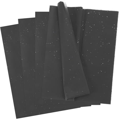 QUARKZMAN 20 Blätter Geschenkpapier, Glitzer Geschenkpapier für Geschenktüten 35x50cm Funkelndes Geschenkpapier für Geschenkverpackung, Basteln, Verpacken, Schwarz