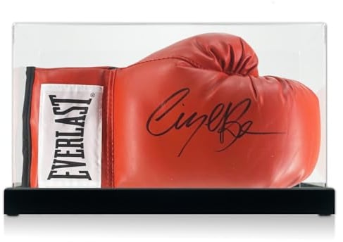 Exclusive Memorabilia Nigel Benn Signed Red Boxing Glove. Display Case