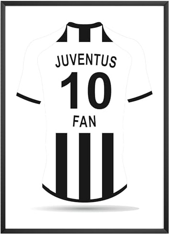 MJ-GRAPHICS® Poster Fußball Bild Fußball Verein Wandbild Trikot Wanddeko Fan Deko Juventus Fußballzimmer Poster Sport Wandbilder Fußball Geschenk Idee Wohnzimmer Büro A3 – Ohne Rahmen